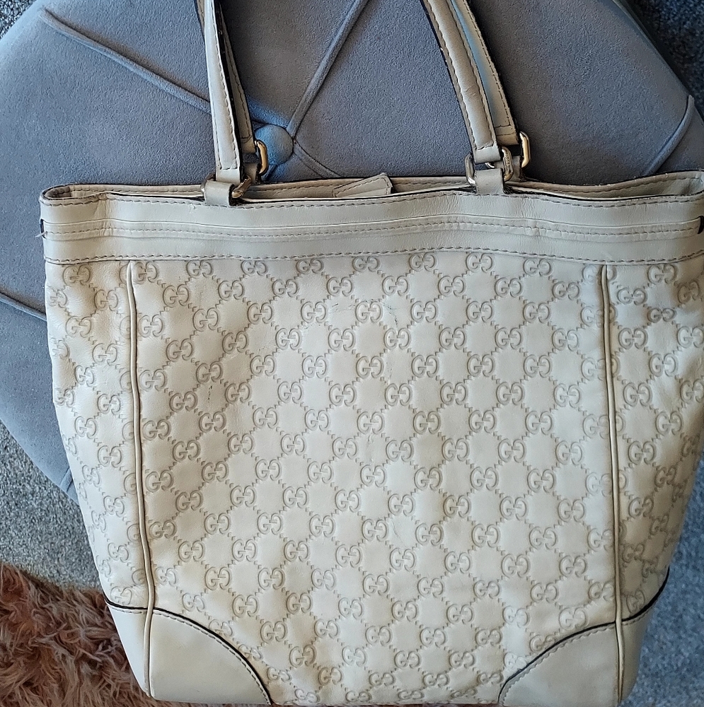 Gucci Beige Monogram Tote Bag Authentic